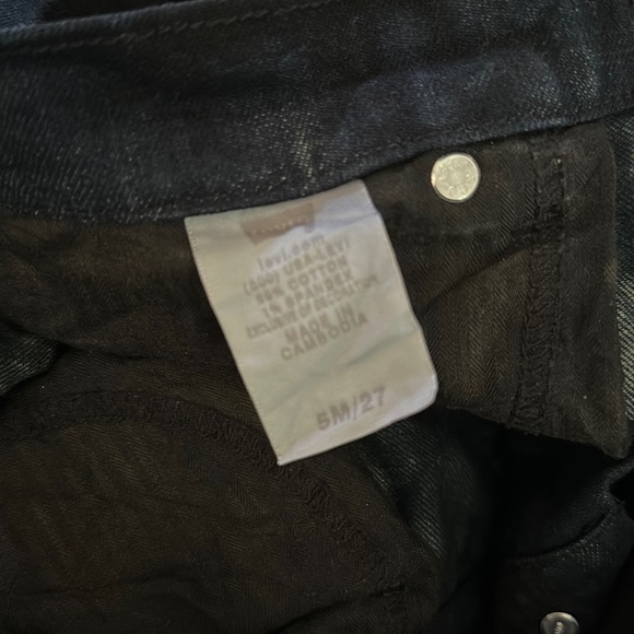 Levis 421 Jeans Womens 27 90’s Style Skinny Dark Wash Tie Dye Cotton Stretch - Picture 2 of 2